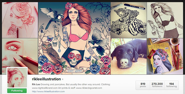 Compte Instragram de Rik Lee : illustrateur