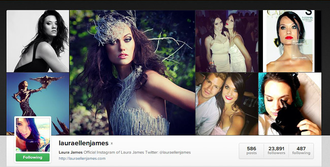 Compte Instagram de Laura James, Top model