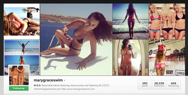 Compte Instagram de May Grace : marque de maillots de bain