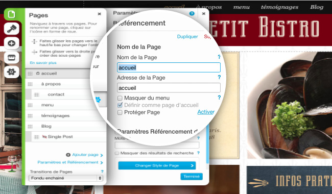 éditeur Wix : paramètres de référencement