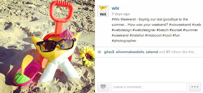 hashtags de wix sur Instagram
