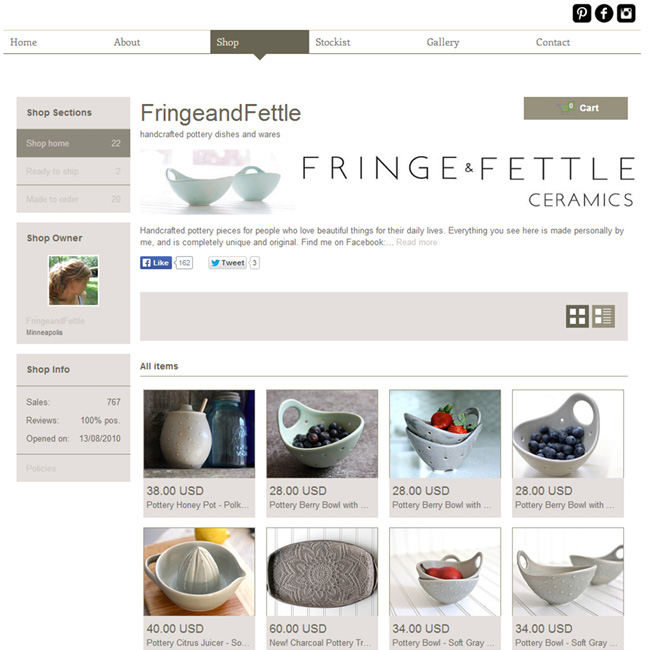 Boutique en ligne créée avec Wix - Fringe&fettle