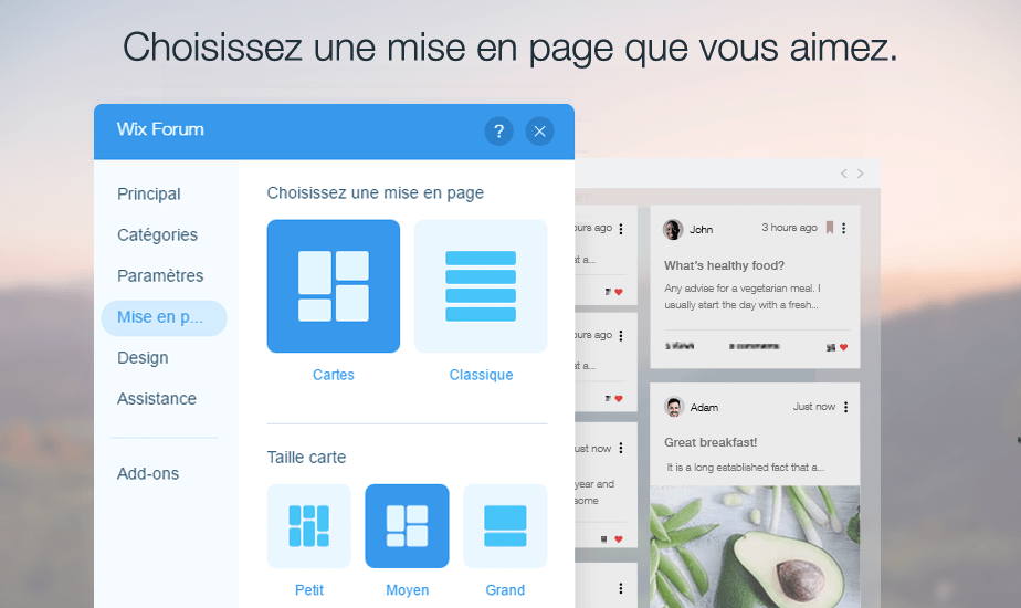 mise en page Wix Forum